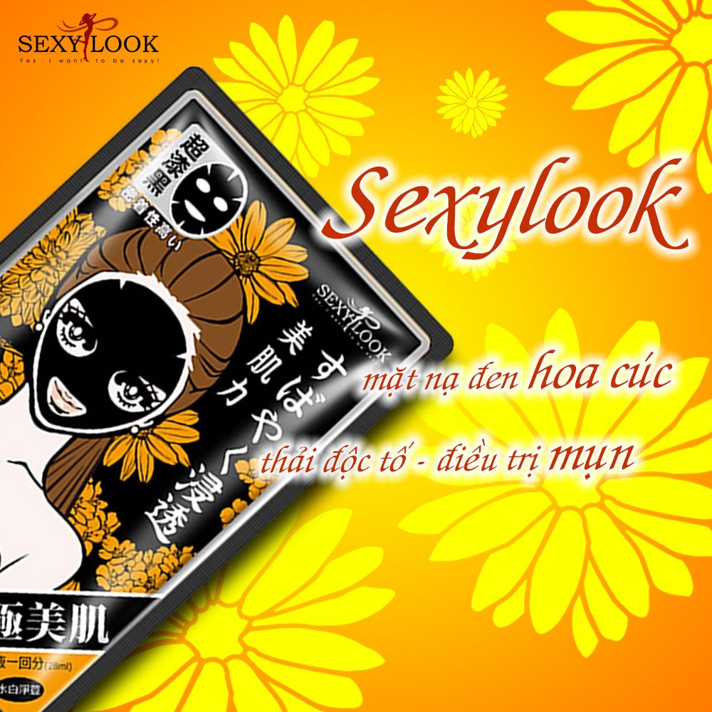 Mặt Nạ Đen Hoa Cúc SEXYLOOK Giảm Mụn Trắng Da - Hộp 5 Miếng