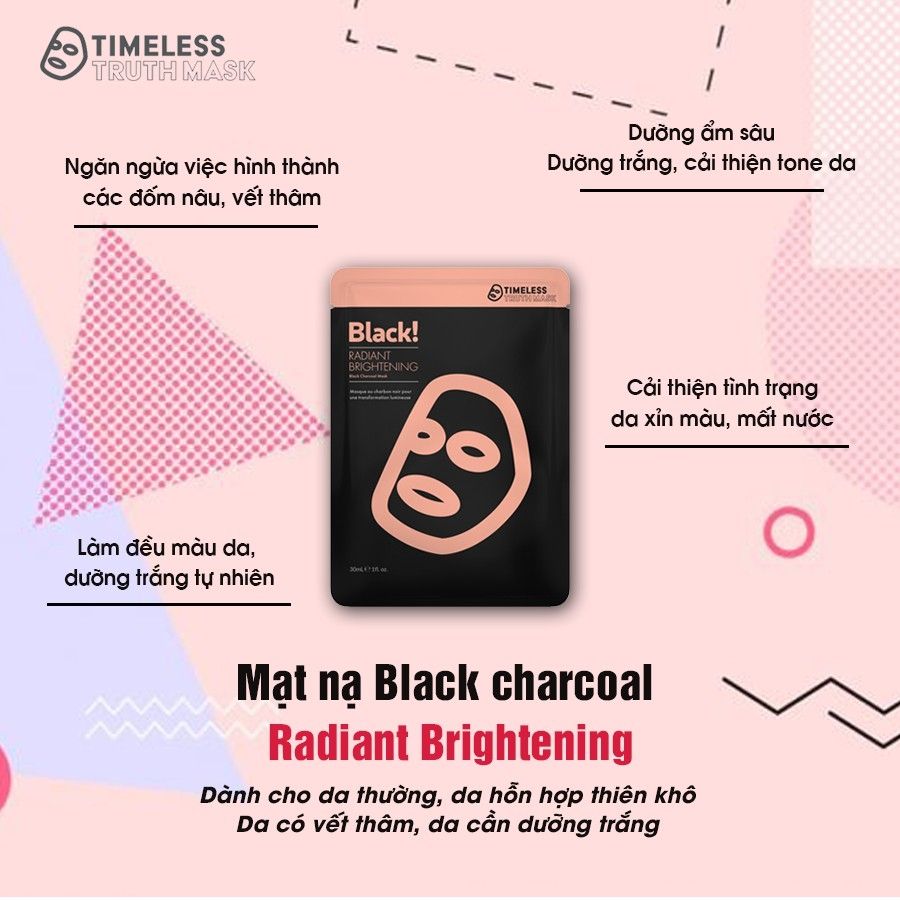 Mặt Nạ Timeless Truth Mask Than Đen Hoạt Tính Trắng Sáng Da - Radiant Brightening Black Charcoal Mask (30ml/miếng) - Hồng