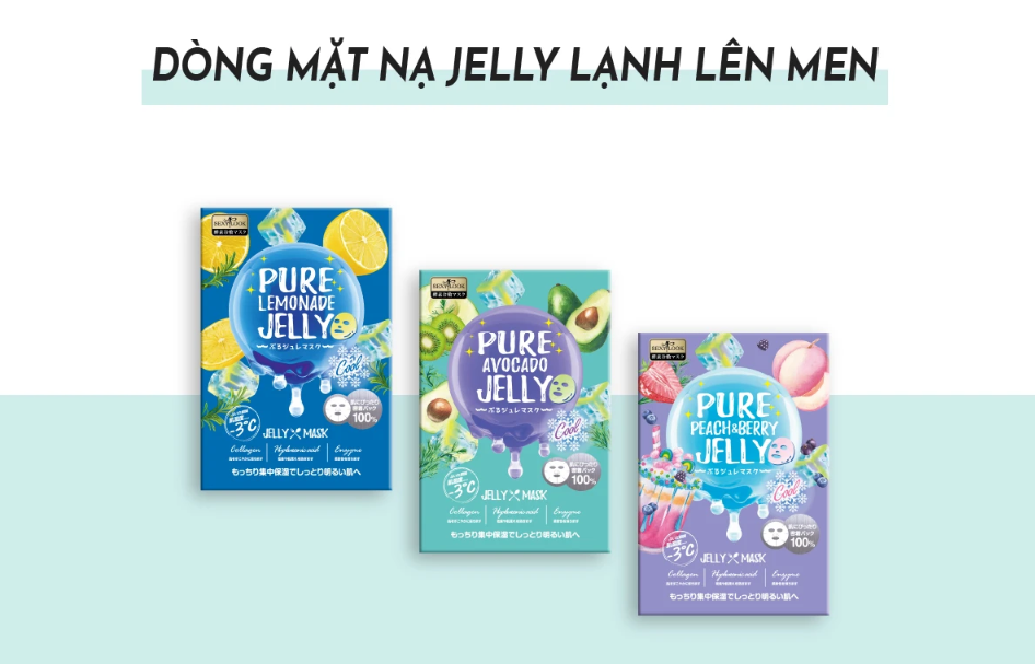 Hộp 3 Miếng Mặt Nạ SEXYLOOK thạch Jelly Đào Trắng Sáng, Đều Màu Da - Tím (38ml/miếng)