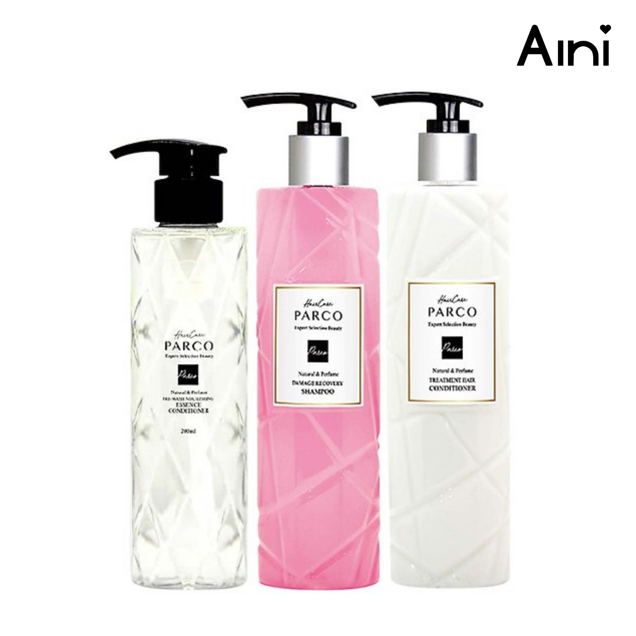 Combo dầu gội PARCO Dưỡng Tóc Chuẩn Salon (Dầu gội Hồng + Tinh chất + Dầu xả)