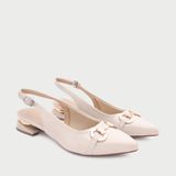  Giày Cao Gót Đế Vuông Dáng Slingback Khóa Đối Xứng CS-6 Kem 