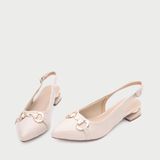  Giày Cao Gót Đế Vuông Dáng Slingback Khóa Đối Xứng CS-6 Kem 