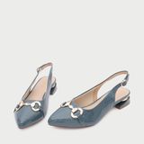  Giày Cao Gót Đế Vuông Dáng Slingback Khóa Đối Xứng CS-6 Xanh 