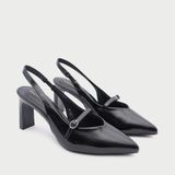  Giày Cao Gót Dáng Slingback Quai Hậu Phối Chun CG-9 Đen 