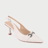  Giày Cao Gót Mũi Nhọn Dáng Slingback Phối Khóa X.16 Trắng 