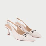  Giày Cao Gót Mũi Nhọn Dáng Slingback Phối Khóa X.16 Trắng 