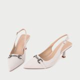  Giày Cao Gót Mũi Nhọn Dáng Slingback Phối Khóa X.16 Trắng 