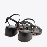  Sandal Cao Gót Mũi Vuông Phối Quai Đan Rọ NK-12 Đen 