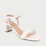  Giày Sandal Cao Gót Quai Thắt Bím X.18 Trắng 