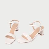  Giày Sandal Cao Gót Quai Thắt Bím X.18 Trắng 