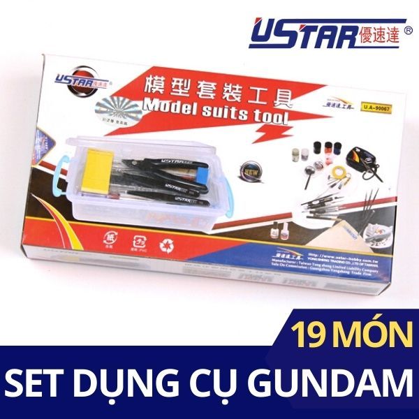  Set dụng cụ lắp ráp mô hình Gundam 19 món cơ bản kèm hộp chuyên dụng U-STAR UA90067 