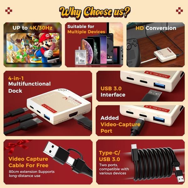 4-in-1 Nintendo Switch Video Capture Card Converter IINE L936