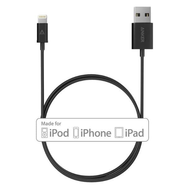  Cáp sạc iPhone iPad Anker USB to Lightning Round Cable 3FT/0.9M - Black - A7101H12 