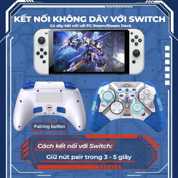  Tay game không dây Pro Controller Nintendo Switch Ares Mecha Orange - IINE L787 