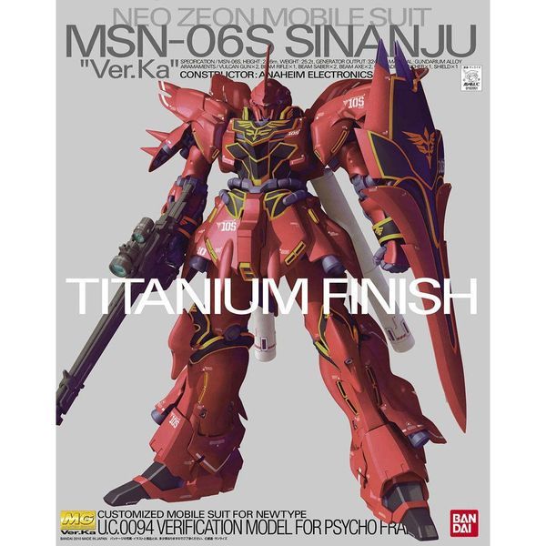  MSN-06S Sinanju Ver.Ka Titanium Finish - MG 1/100 - Robot Gundam chính hãng Bandai 