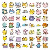  Hình dán Sticker tổng hợp Pokemon Chibi Mẫu A 50 cái ngẫu nhiên 