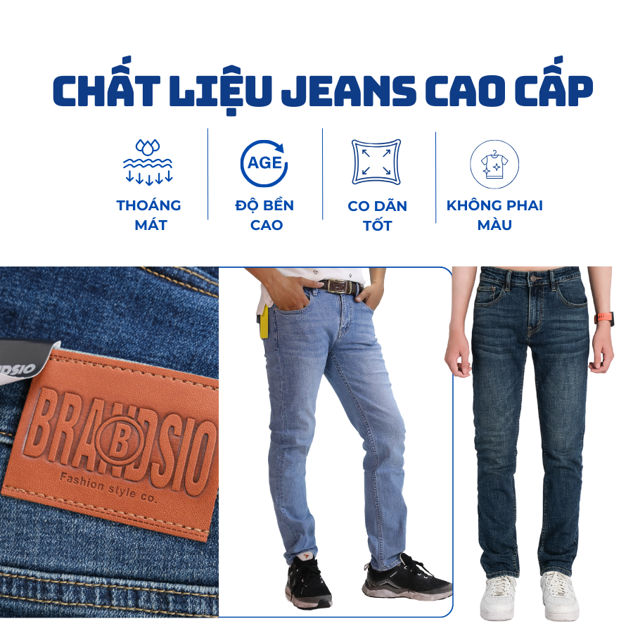  Quần Jean Nam VNXK Ống Đứng 511 - Co Giãn Nhẹ Màu Xanh Sáng Brandsio Regular B1 