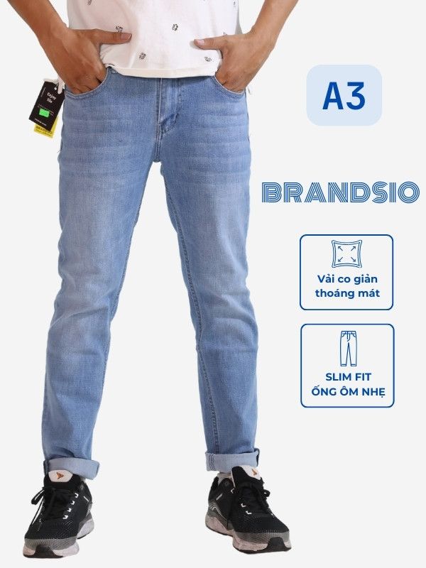  Quần Jean Nam Slim Fit Ống Côn, Ôm Nhẹ - Co Giãn Brandsio A3 