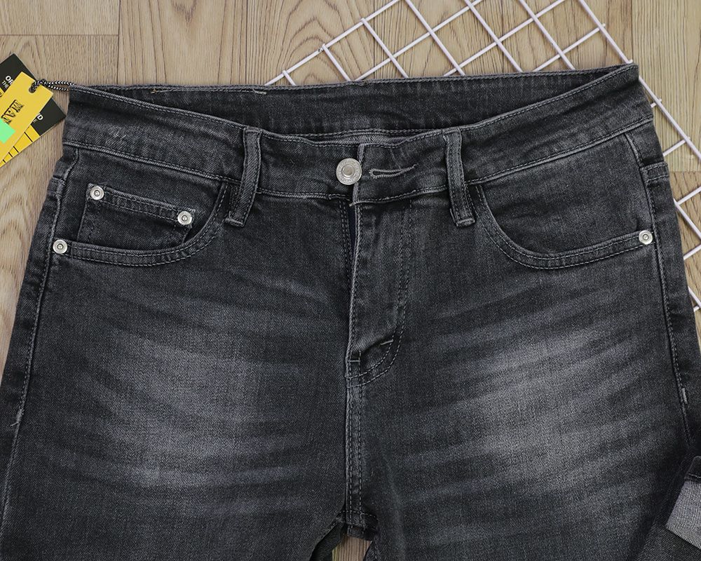 Quần jeans nam VNXK ống đứng co giản xám đen 106