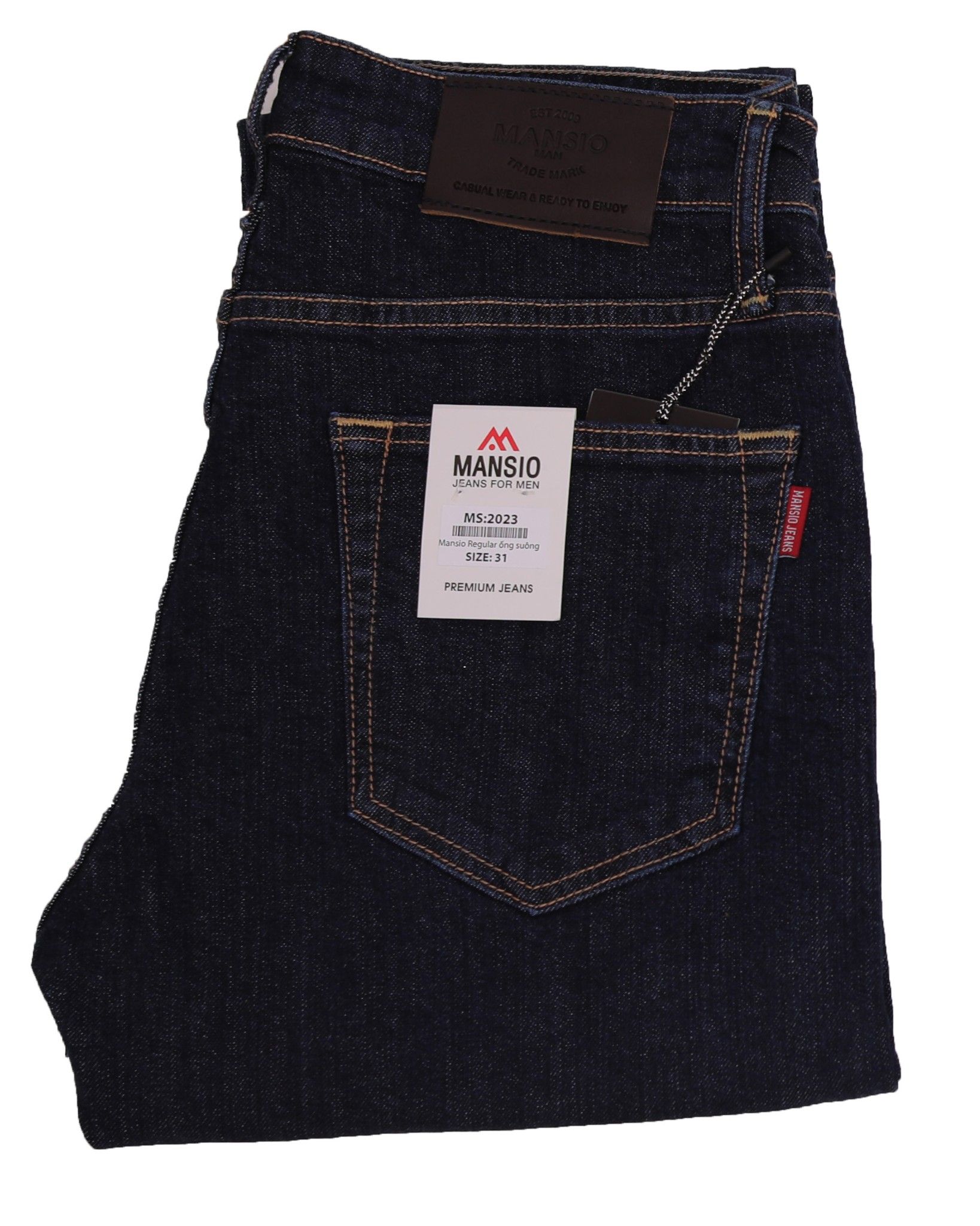 Quần jeans nam ống đứng co giản nhẹ xanh đen 2023