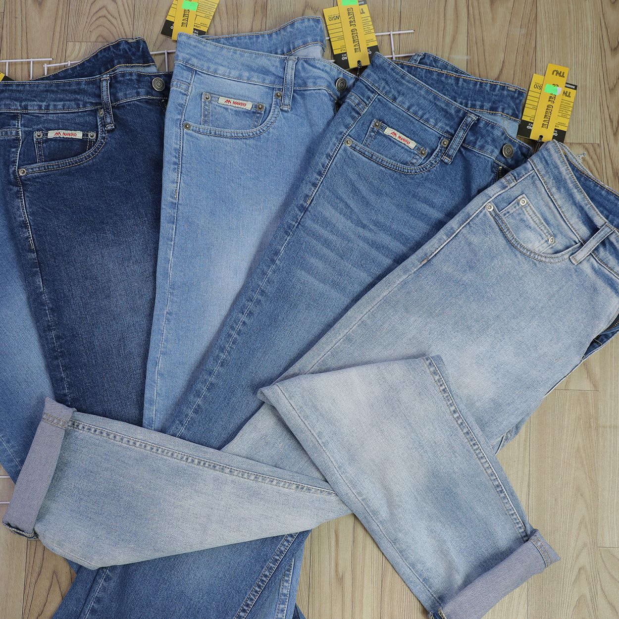 Quần jeans nam Mansio 109 co giản xanh bạc