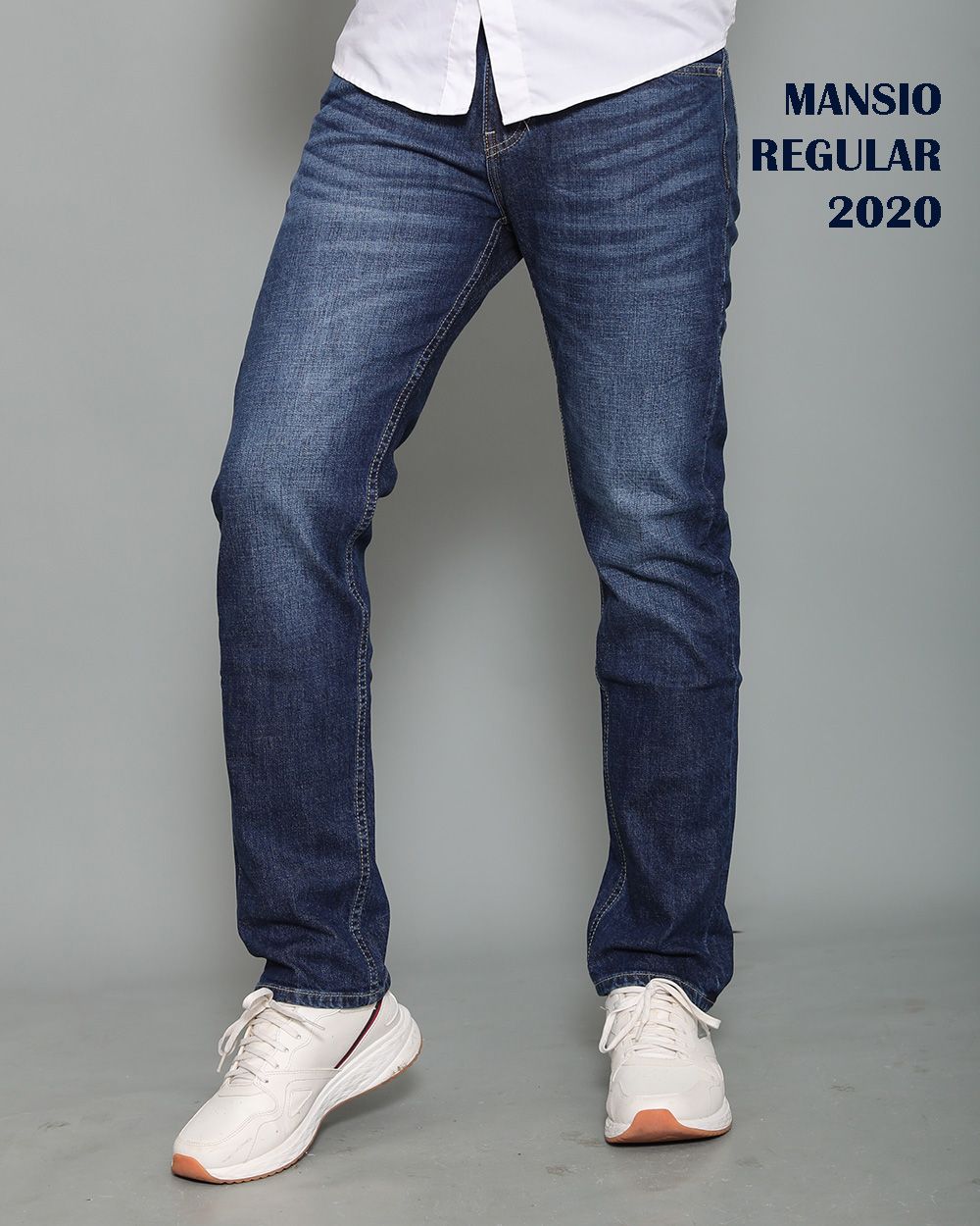 Quần jeans nam VNXK ống đứng co giản xanh 2020