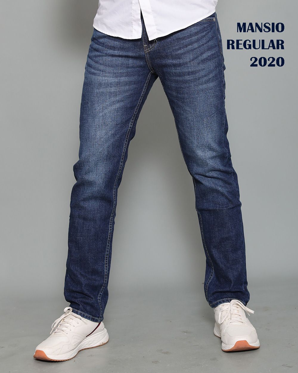 Quần jeans nam VNXK ống đứng co giản xanh 2020