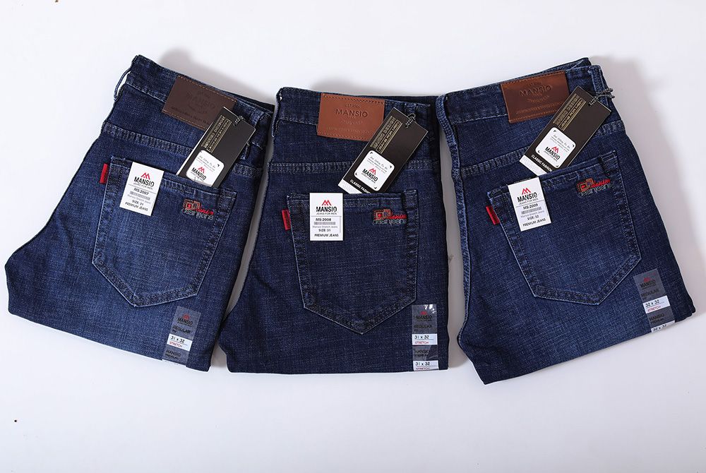 Quần jeans nam VNXK ống đứng co giản xanh đậm 2007