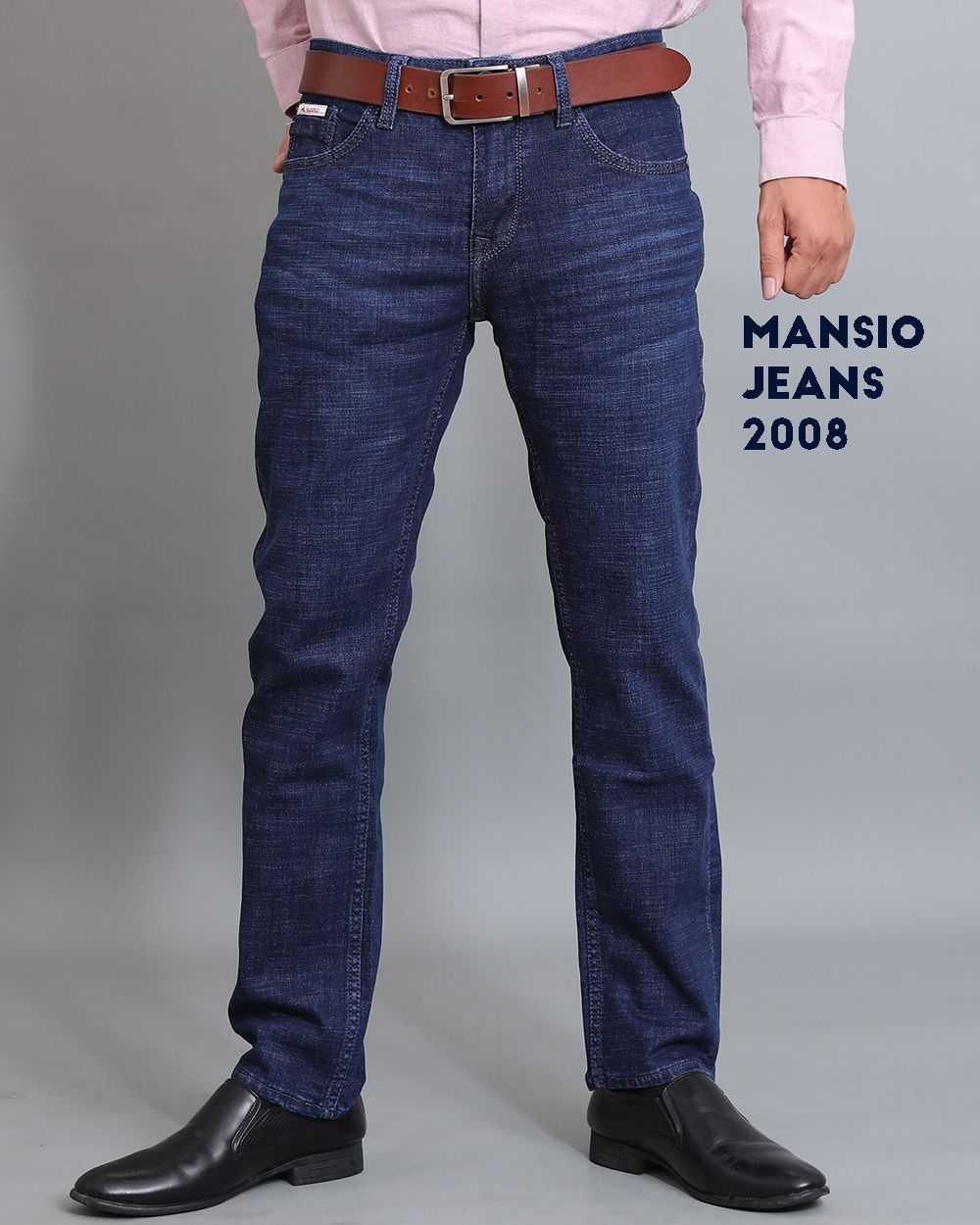 Quần jeans nam ống suông đứng Mansio Regular 2008 - Xanh đậm