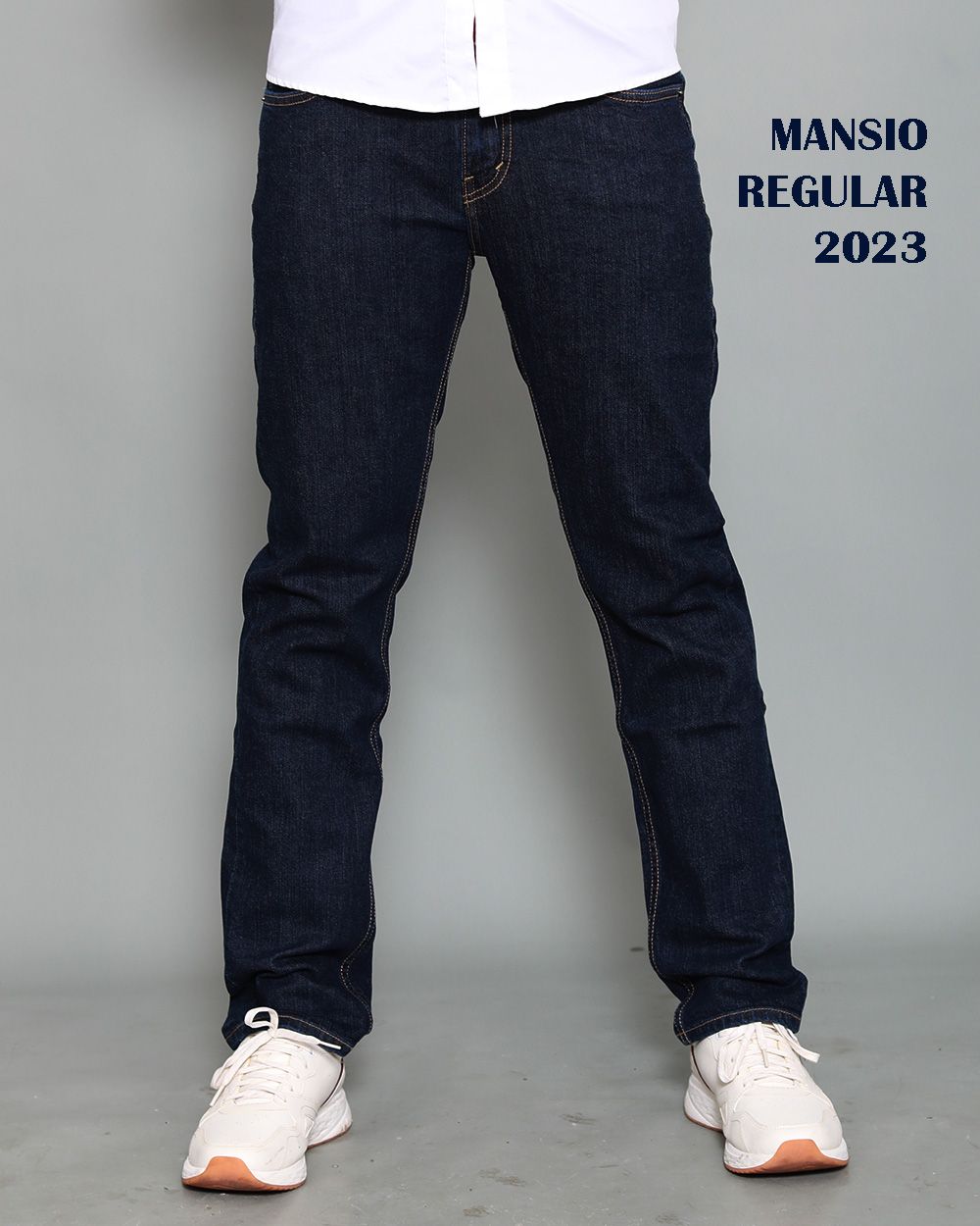 Quần jeans nam ống đứng co giản nhẹ xanh đen 2023