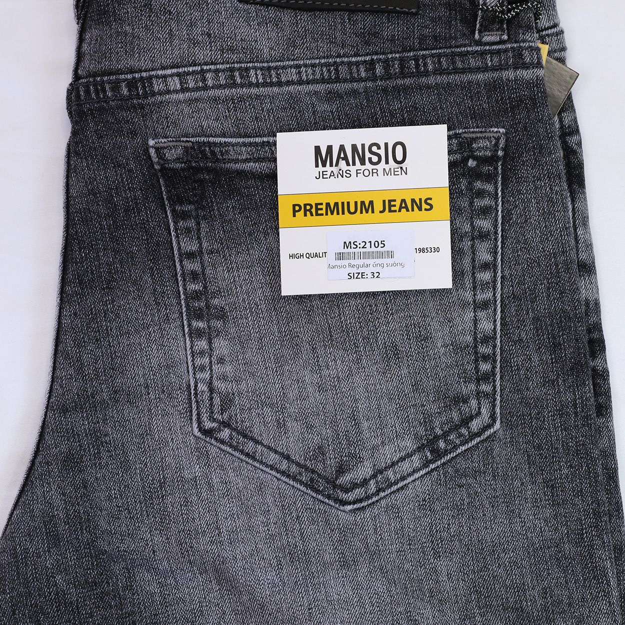 Quần jeans nam VNXK Form 511 suông đứng co giản nhẹ xám đậm 2105
