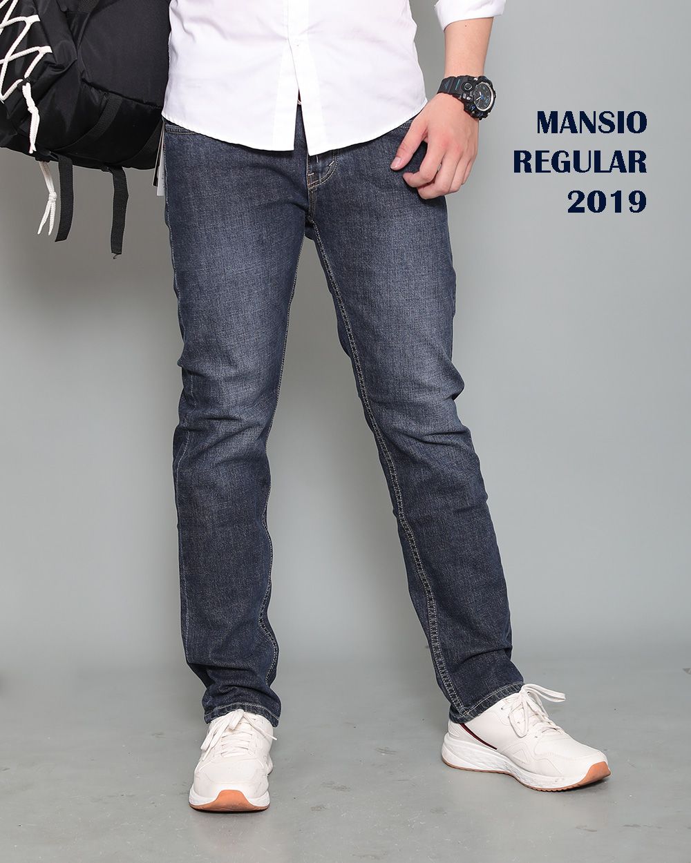 Quần jeans nam VNXK ống đứng co giản xám đen lợt 2019