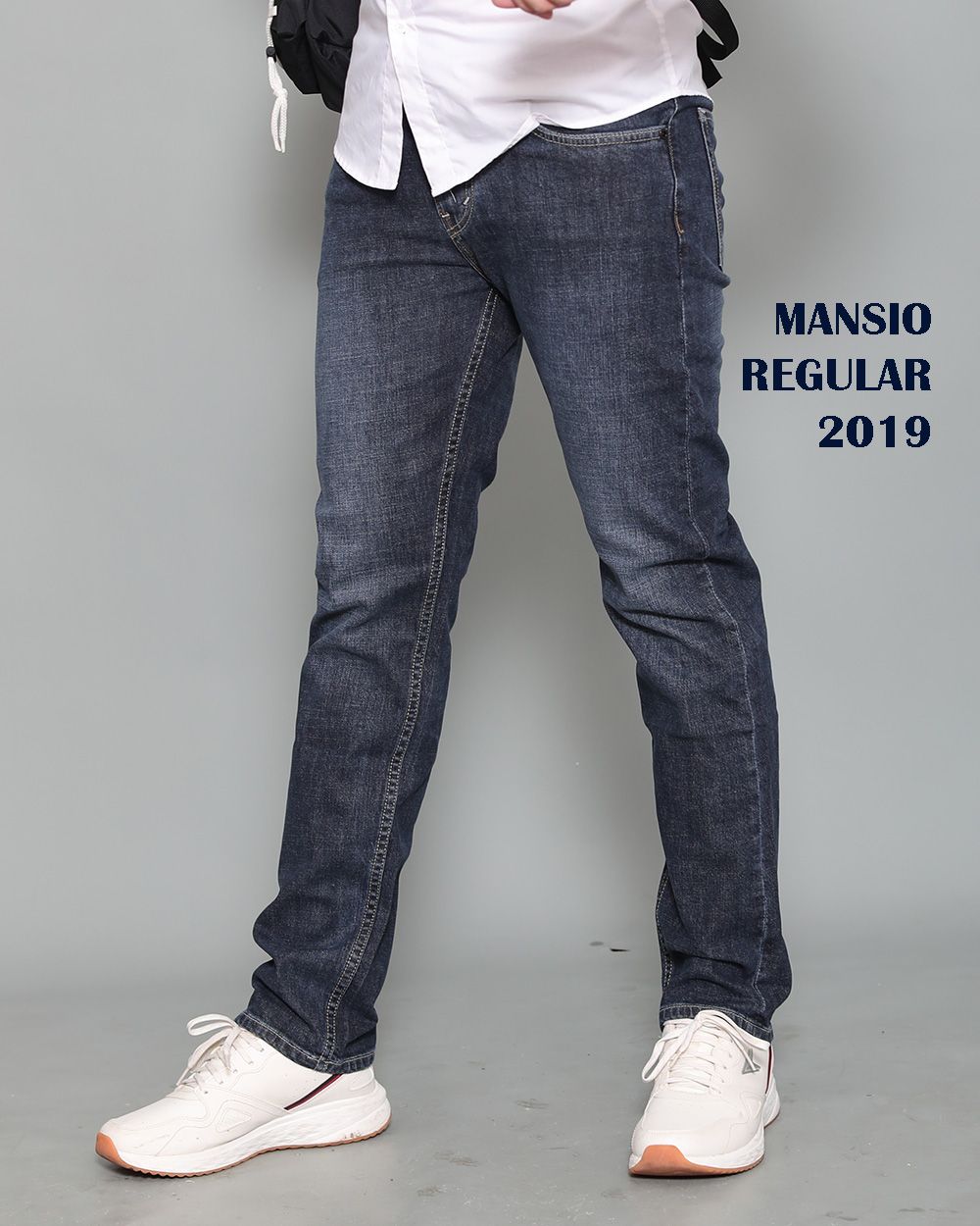 Quần jeans nam VNXK ống đứng co giản xám đen lợt 2019