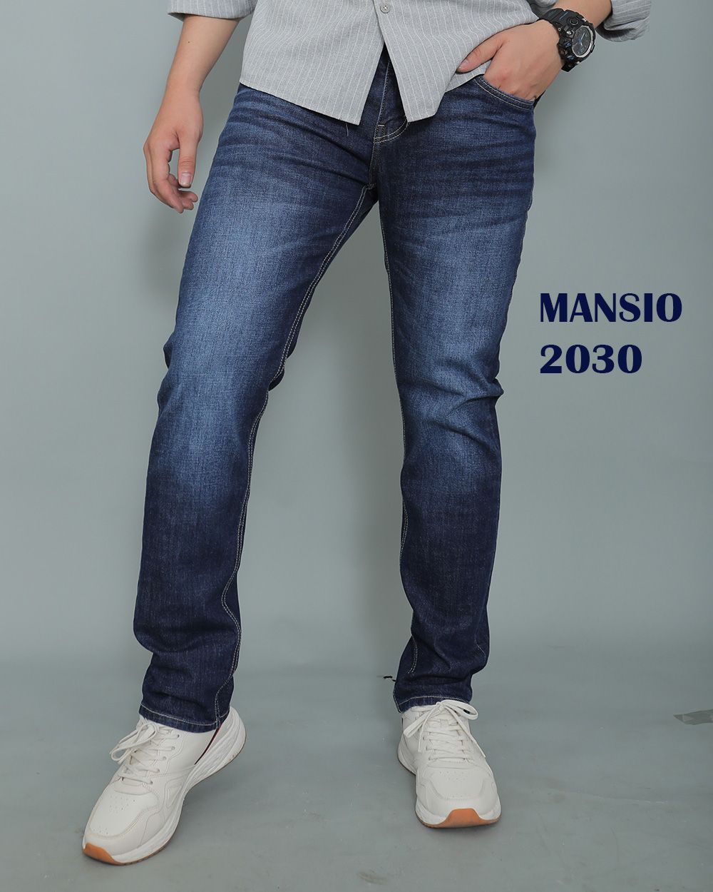 Quần jeans nam VNXK Form 511 suông đứng co giản xanh thời trang 2030