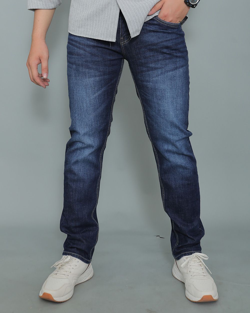 Quần jeans nam VNXK Form 511 suông đứng co giản xanh thời trang 2030