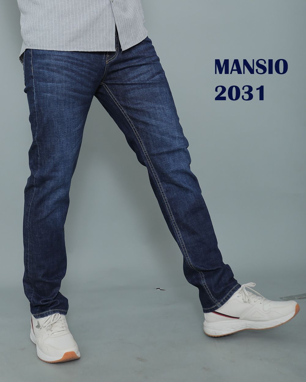 Quần jeans nam VNXK Form 511 suông đứng co giản nhẹ xanh đậm 2031