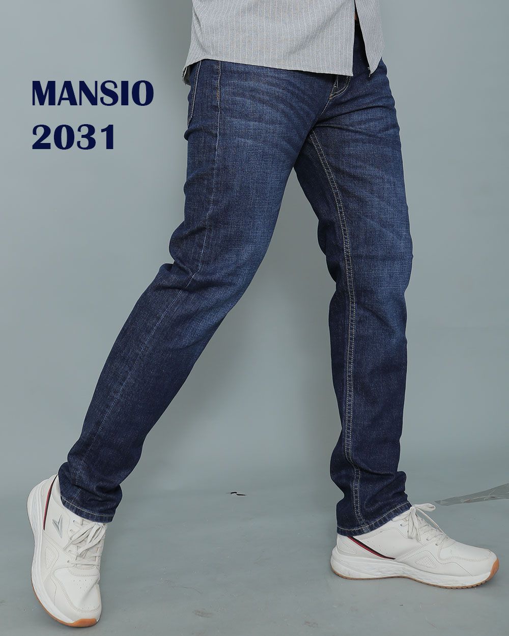 Quần jeans nam VNXK Form 511 suông đứng co giản nhẹ xanh đậm 2031