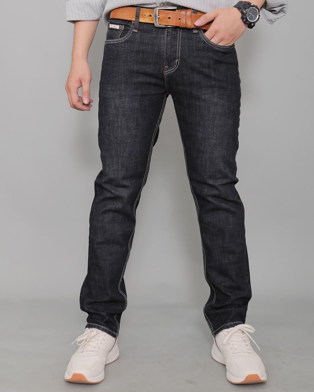 Quần jeans nam VNXK Form 511 suông đứng co giản nhẹ xanh đen lợt 2033