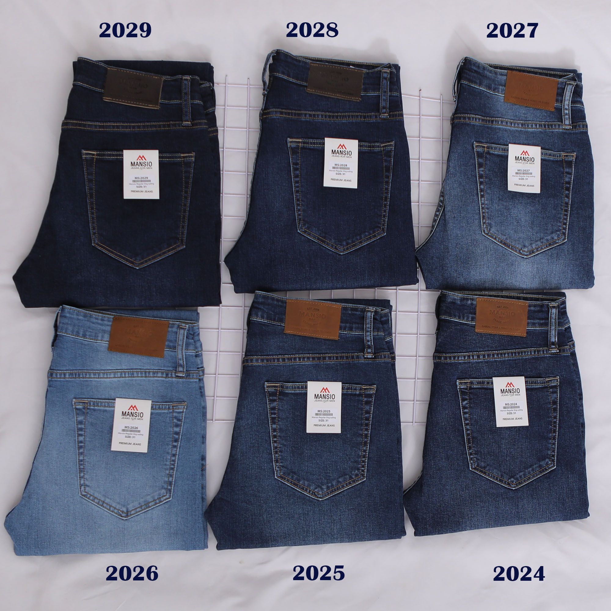 Quần jeans nam VNXK ống đứng co giản xanh đậm 2029