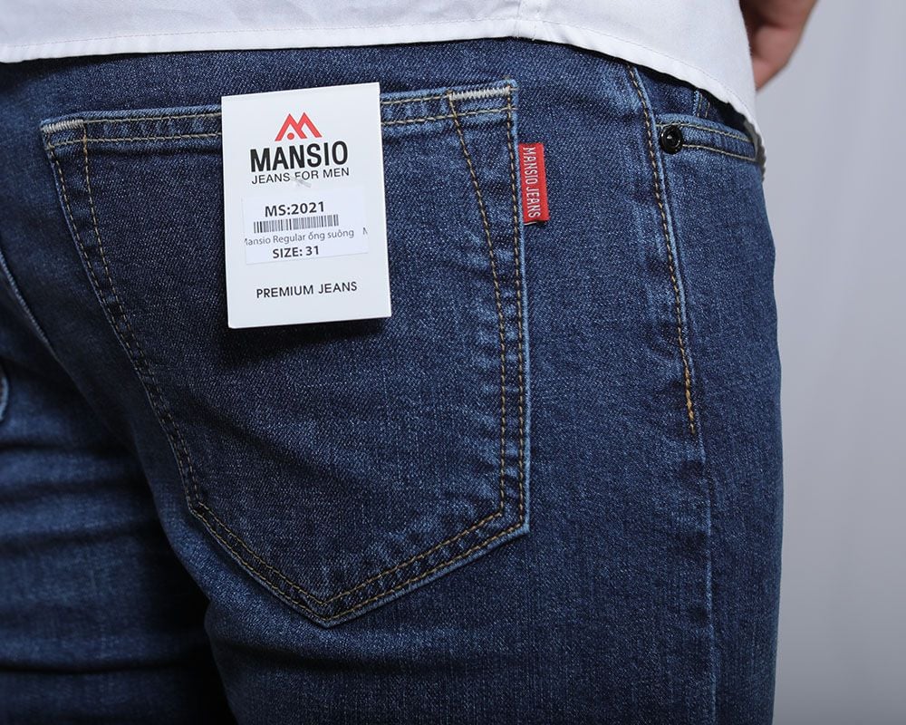 Quần jeans nam VNXK ống đứng co giản xanh 2021