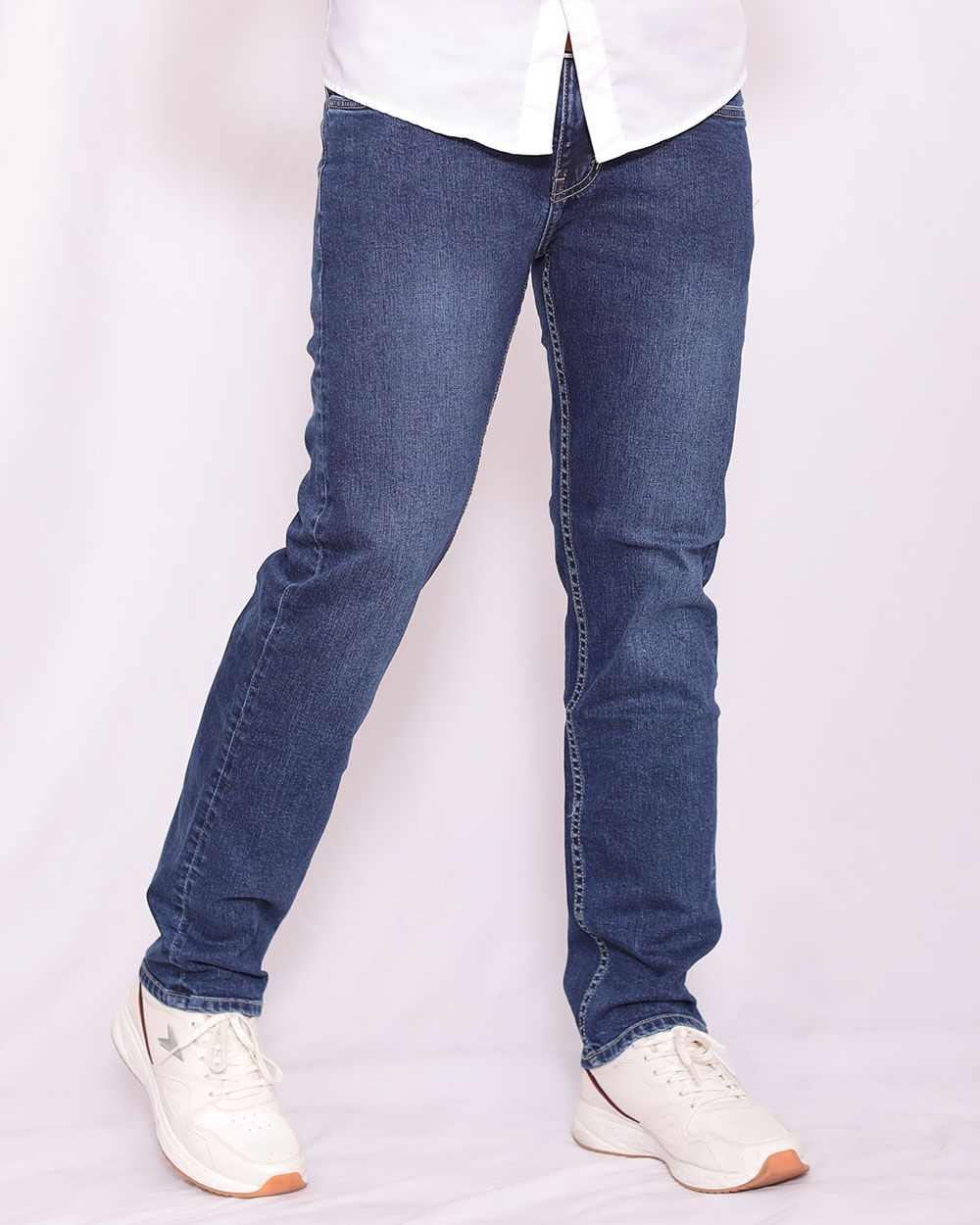 Quần jeans nam VNXK ống đứng co giản xanh 2024
