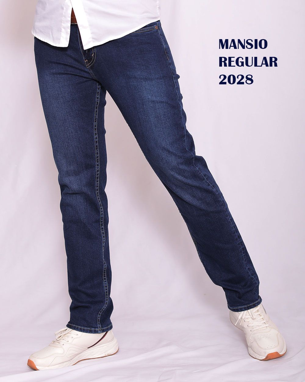 Quần jeans nam VNXK ống đứng co giản xanh đậm 2028