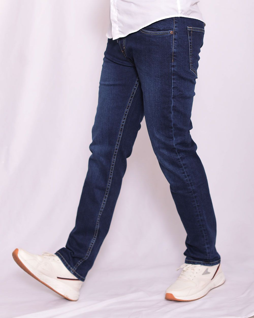 Quần jeans nam VNXK ống đứng co giản xanh đậm 2028