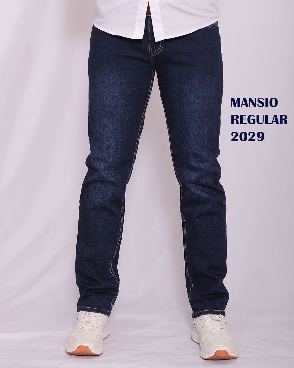 Quần jeans nam VNXK ống đứng co giản xanh đậm 2029