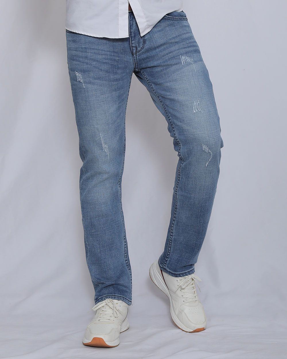 Quần jeans nam VNXK suông đứng co giản nhẹ xanh nhạt 2010