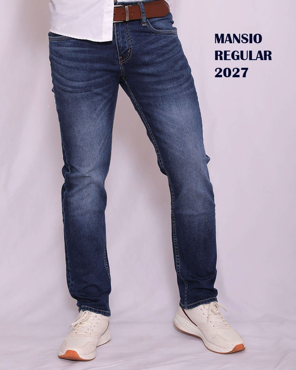 Quần jeans nam VNXK ống đứng co giản xanh 2027