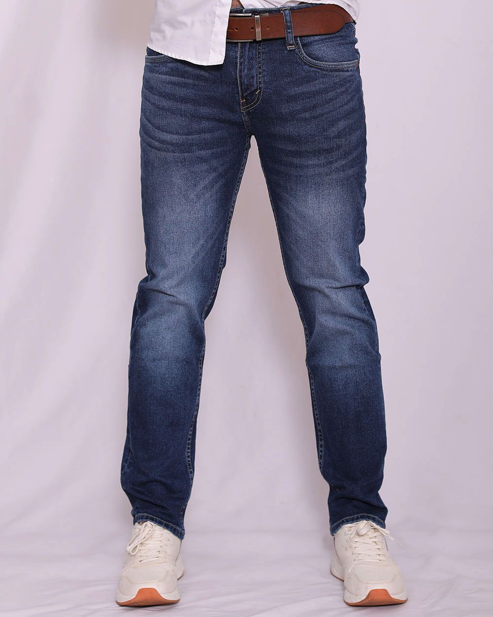 Quần jeans nam VNXK ống đứng co giản xanh 2027