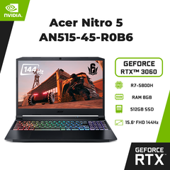 Laptop Acer Nitro 5 AN515-45-R0B6 (R7-5800H | 8GB | 512GB | GeForce RTX™ 3060 6GB | 15.6' FHD 144Hz | Win 10)