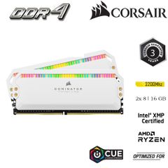 RAM PC CORSAIR DOMINATOR PLATINUM RGB 16GB DDR4 2x8GB 3200MHz CMT16GX4M2C3200C16W TRẮNG