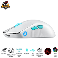 Chuột Gaming ASUS ROG Harpe Ace Aim Lab Edition Wireless - Moonlight White